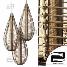 Lamp wicker branch rattan spindle