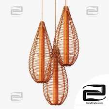 Lamp wicker branch rattan spindle