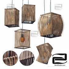 Lamp wood rattan wicker Box