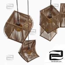 Lamp wood rattan wicker Box