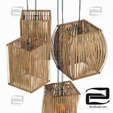 Lamp wood rattan wicker Box