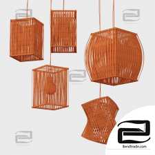 Lamp wood rattan wicker Box