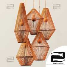 Lamp wood rattan wicker Cone n2