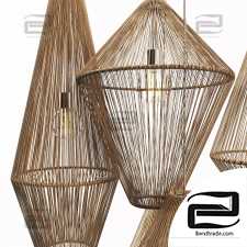 Lamp wood rattan wicker Cone n2