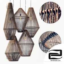 Lamp wood rattan wicker Cone n2