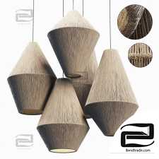 Lamp wood rattan wicker Cone n3