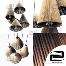 Lamp wood rattan wicker Cone n5