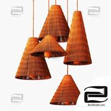 Lamp wood rattan wicker Cone n5