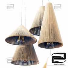 Lamp wood rattan wicker Cone n5