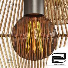 Lamp wood rattan wicker Cone