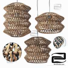 Lamp wood rattan wicker ZigZag