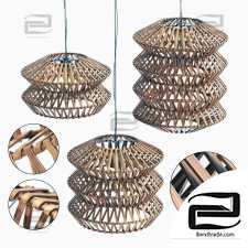 Lamp wood rattan wicker ZigZag