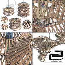 Lamp wood rattan wicker ZigZag