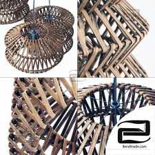 Lamp wood rattan wicker ZigZag