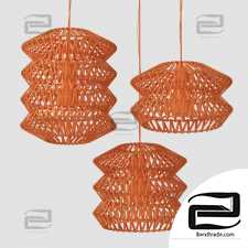 Lamp wood rattan wicker ZigZag