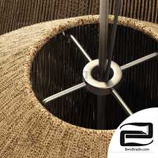 Lamp wood rotang wicker barrel n2