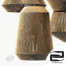 Lamp wood rotang wicker barrel n2