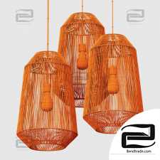 Lamp wood rotang wicker barrel n3