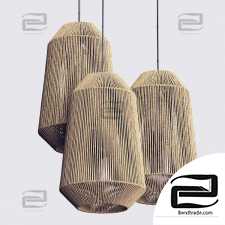 Lamp wood rotang wicker barrel n3