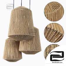 Lamp wood rotang wicker barrel