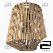 Lamp wood rotang wicker barrel