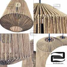 Lamp wood rotang wicker barrel