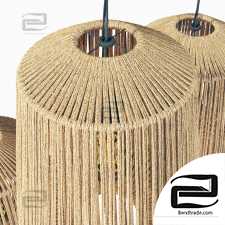 Lamp wood rotang wicker barrel