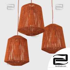 Lamp wood rotang wicker barrel