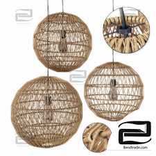 Lamp wood rotang wicker Sphere