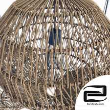 Lamp wood rotang wicker Sphere