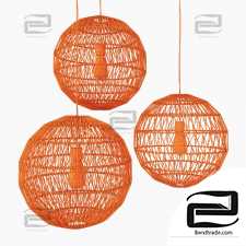 Lamp wood rotang wicker Sphere