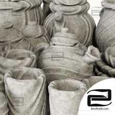 Dishes stone line lecalo n1 / Stone tableware made of curved lines