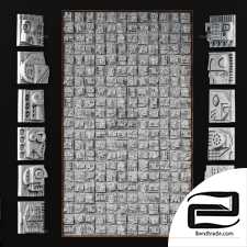 Panel Big decorative cube Hieroglyphs n5 / Large decorative hieroglyphs panel No. 5