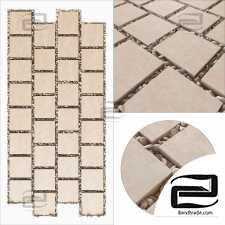 Paving plate square white pebble n1