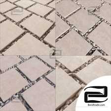 Paving plate square white pebble n1