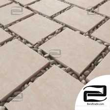 Paving plate square white pebble n1