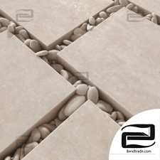 Paving plate square white pebble n1