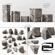 Stone cube part decor n1