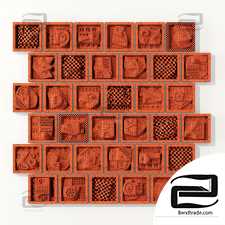 Wall tile decorative pattern hieroglyph n2