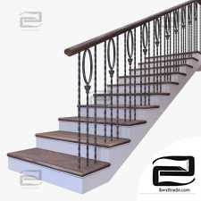 Stairs with cast iron railings