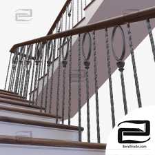 Stairs with cast iron railings
