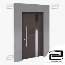 The entrance door is modern