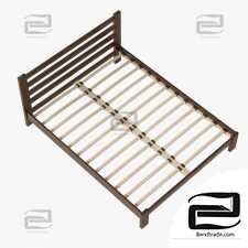 A simple bed with base slats.