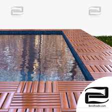 Swimming pool exterior. Part of the landscape with a swimming pool.