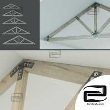 Set of wooden trusses