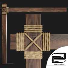 Wooden beams with rope