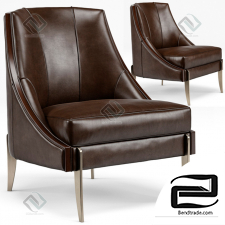 Brown Leather Bronze Armchair