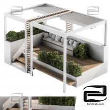 Roof Garden,Landscape Furniture with Pergola 13