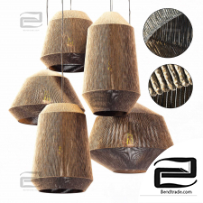 Lamp wood rotang wicker barrel n2