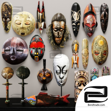 Collection of masks and statuettes
